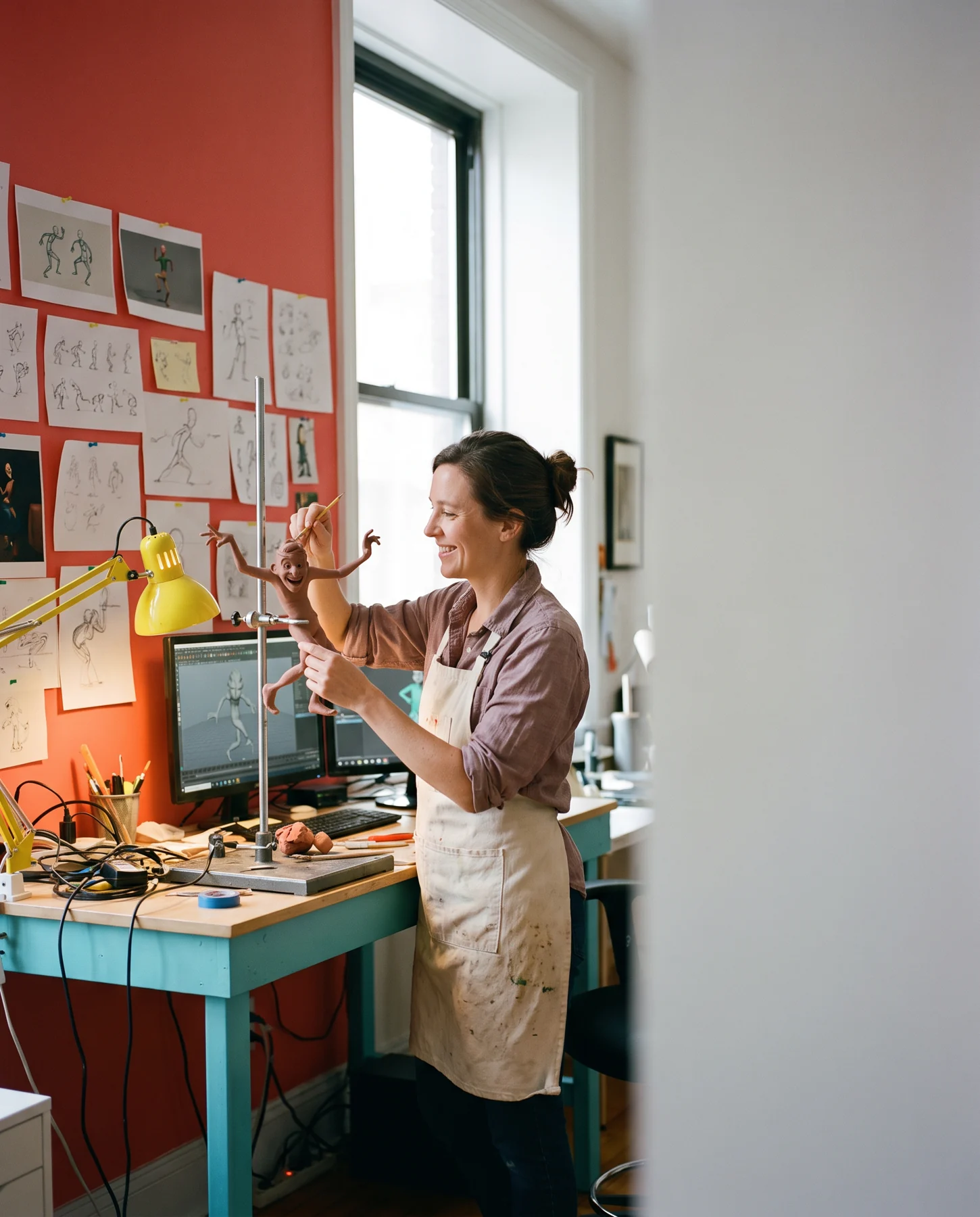 Animator arranging a character pose