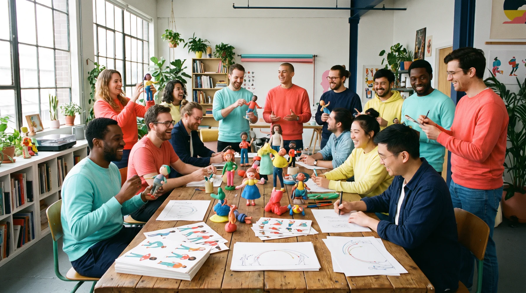 Animation workshop team around a table